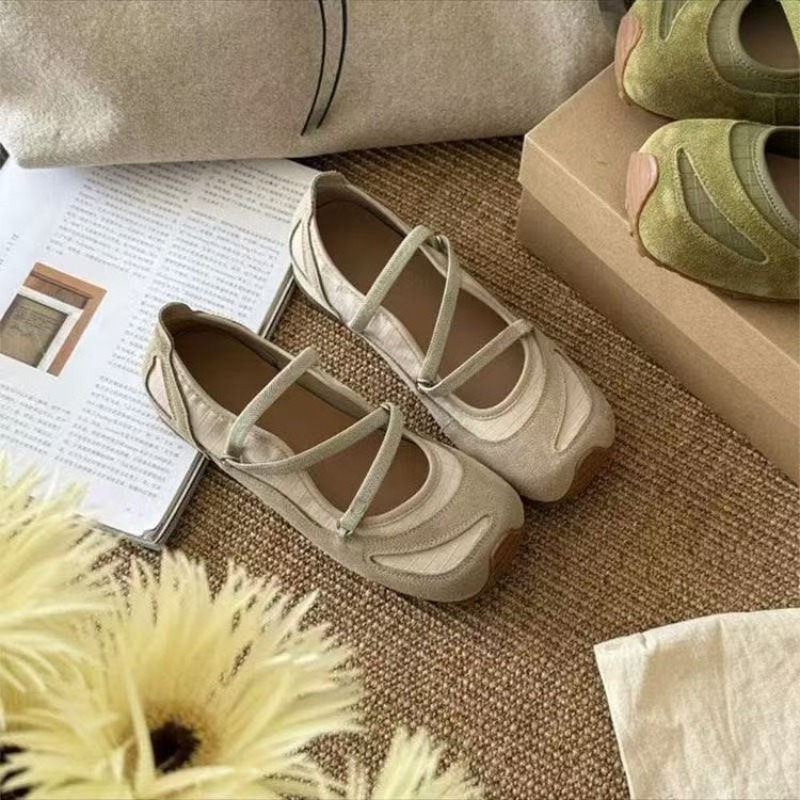 Crossfit Training - Damen-Ballettschuhe im Vintage-Stil, mit Riemen und