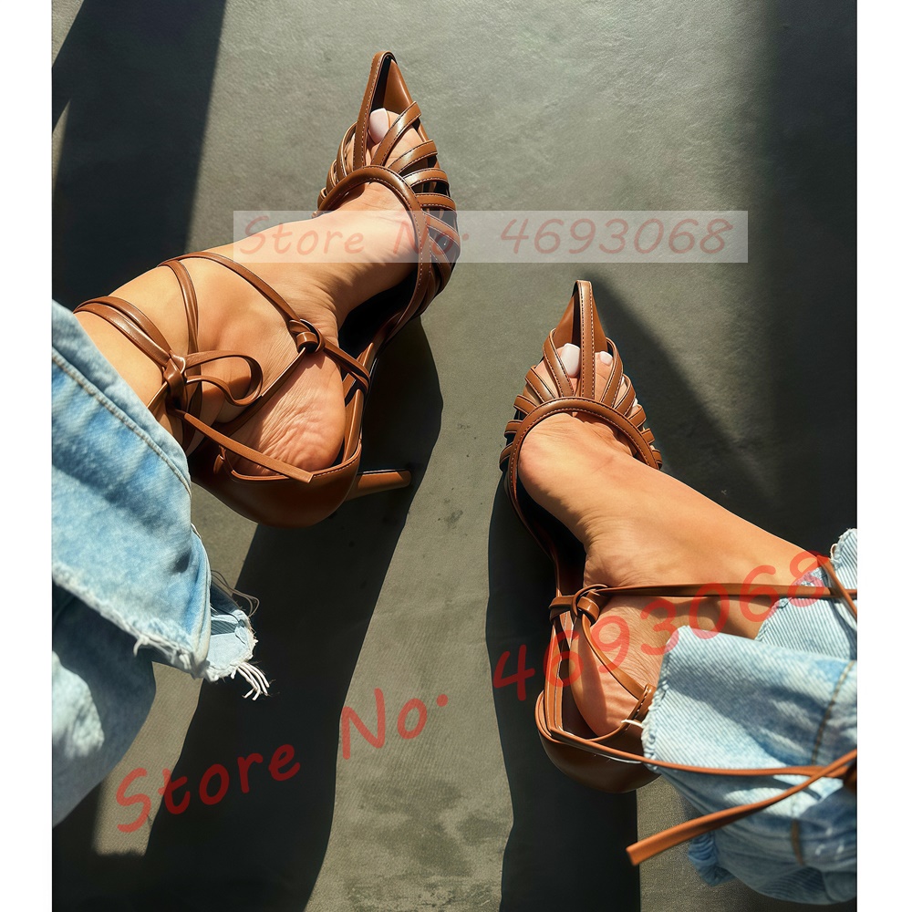Braune spitze Zehensandalen fü – Crossfit Lady Bewertung und Preis